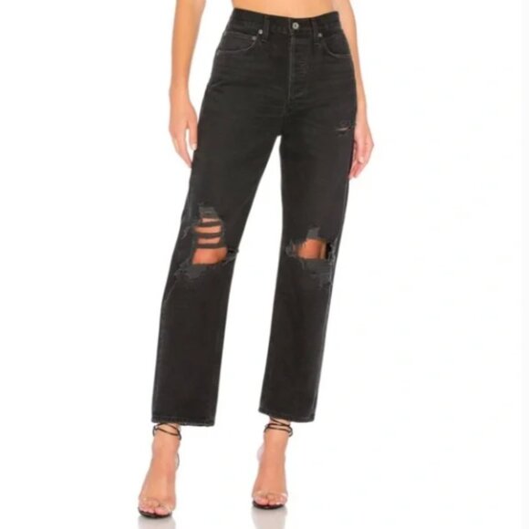 Agolde 90's Mid Rise Loose Fit Jeans in Black Size 26 - Picture 1 of 12
